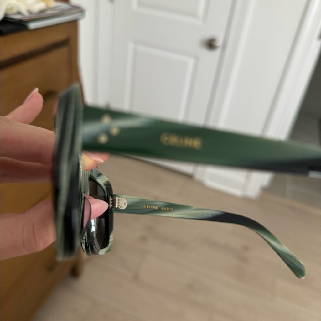 Celine Green Tortoiseshell Square Sunglasses